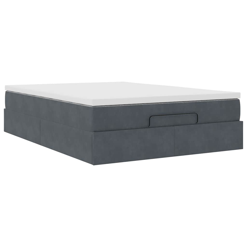 vidaXL Ottoman-Bett mit Matratze Dunkelgrau 140x190 cm Samt