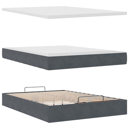 vidaXL Ottoman-Bett mit Matratze Dunkelgrau 140x190 cm Samt
