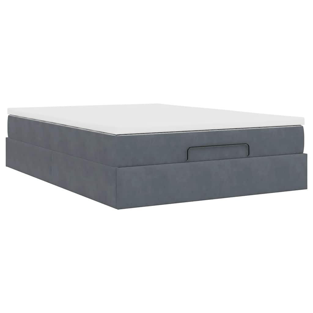 vidaXL Ottoman-Bett mit Matratze Dunkelgrau 140x190 cm Samt
