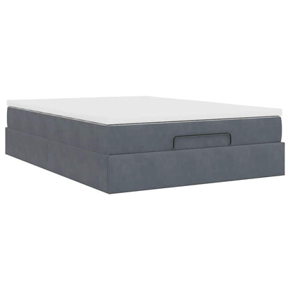 vidaXL Ottoman-Bett mit Matratze Dunkelgrau 140x190 cm Samt