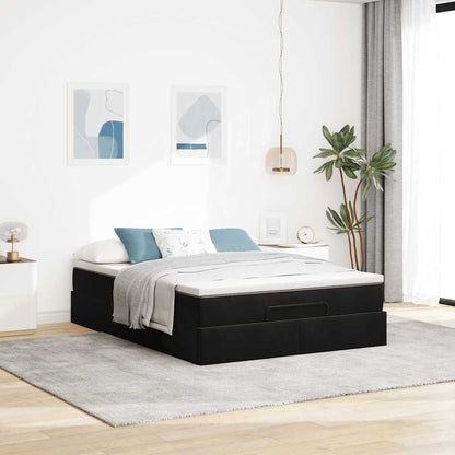 vidaXL Ottoman-Bett mit Matratze Schwarz 140x190 cm Samt