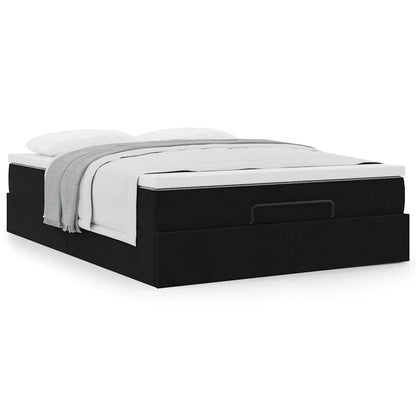vidaXL Ottoman-Bett mit Matratze Schwarz 140x190 cm Samt
