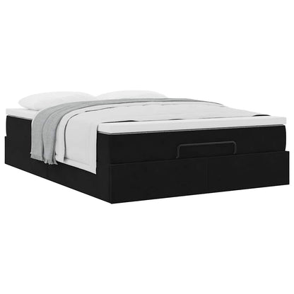 vidaXL Ottoman-Bett mit Matratze Schwarz 140x190 cm Samt