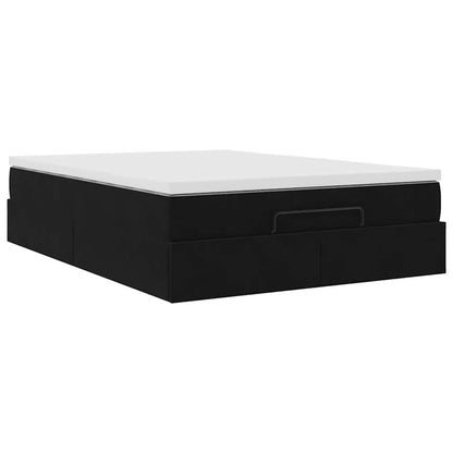 vidaXL Ottoman-Bett mit Matratze Schwarz 140x190 cm Samt