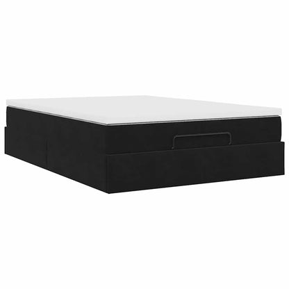 vidaXL Ottoman-Bett mit Matratze Schwarz 140x190 cm Samt