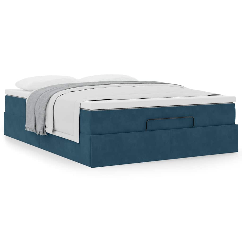vidaXL Ottoman-Bett mit Matratze Dunkelblau 140x190 cm Samt