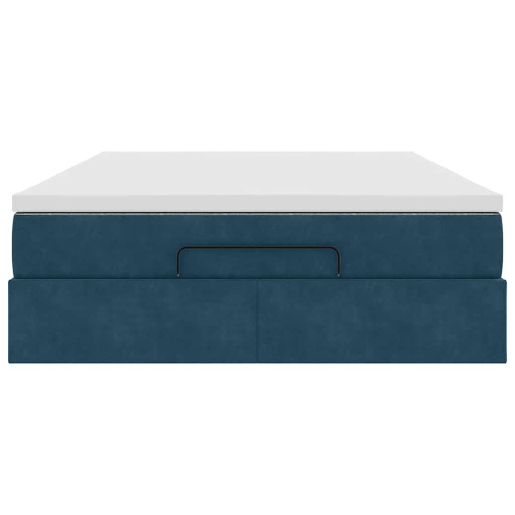 Ottoman-Bett mit Matratze Dunkelblau 140x190 cm Samt