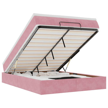 vidaXL Ottoman-Bett mit Matratze Rosa 140x190 cm Samt