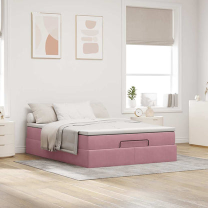 Ottoman-Bett mit Matratze Rosa 140x190 cm Samt