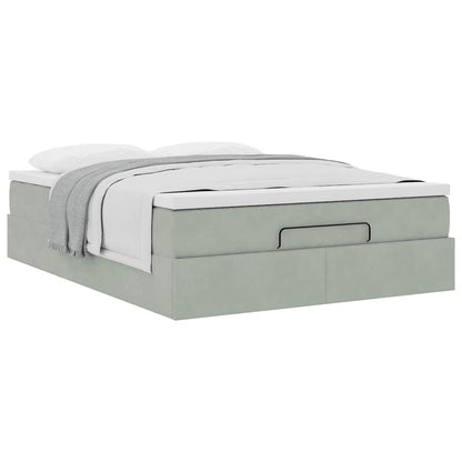vidaXL Ottoman-Bett mit Matratze Hellgrau 140x200 cm Samt