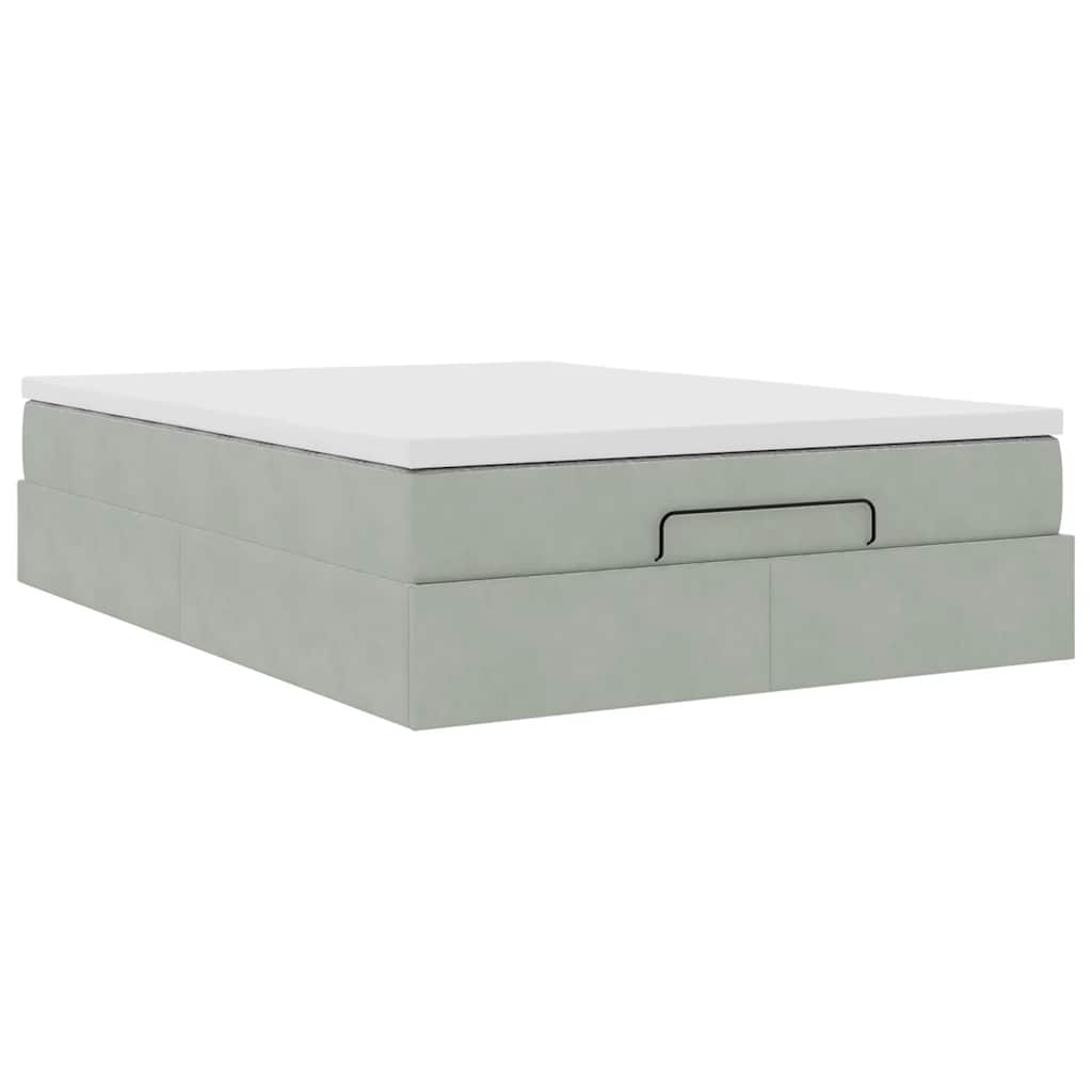 vidaXL Ottoman-Bett mit Matratze Hellgrau 140x200 cm Samt