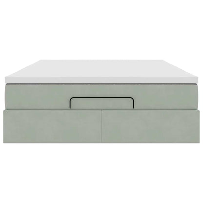 vidaXL Ottoman-Bett mit Matratze Hellgrau 140x200 cm Samt