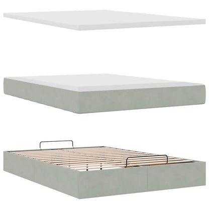 vidaXL Ottoman-Bett mit Matratze Hellgrau 140x200 cm Samt