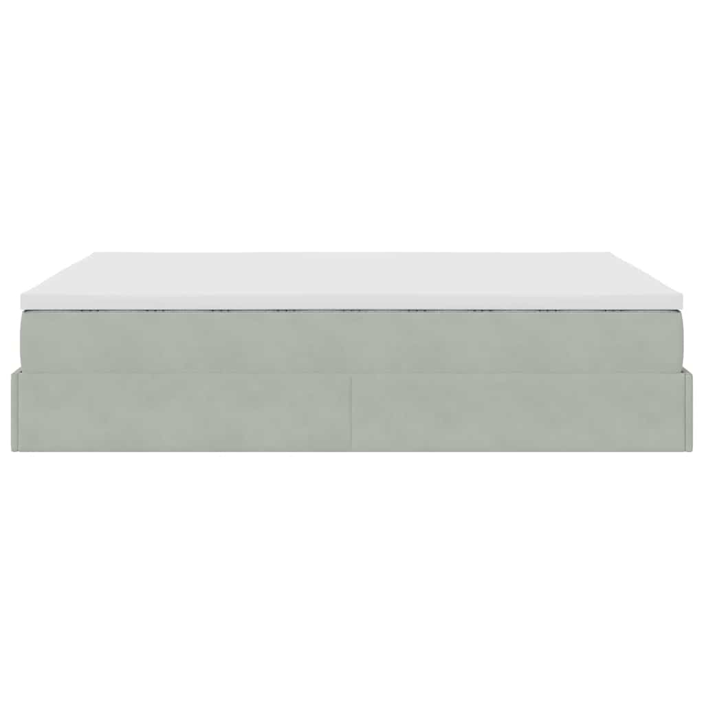 vidaXL Ottoman-Bett mit Matratze Hellgrau 140x200 cm Samt