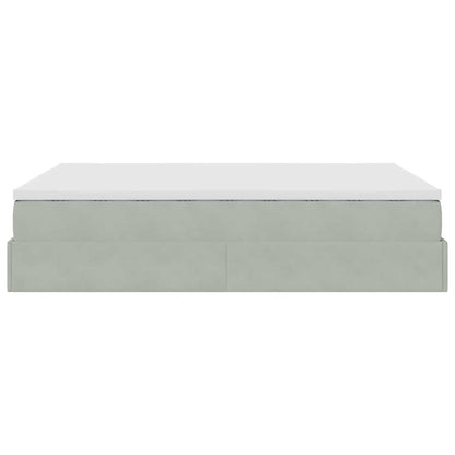 vidaXL Ottoman-Bett mit Matratze Hellgrau 140x200 cm Samt