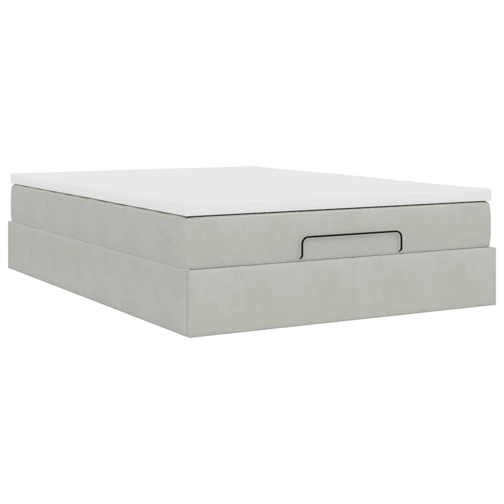 vidaXL Ottoman-Bett mit Matratze Hellgrau 140x200 cm Samt
