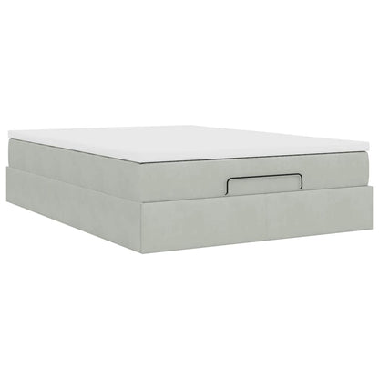vidaXL Ottoman-Bett mit Matratze Hellgrau 140x200 cm Samt