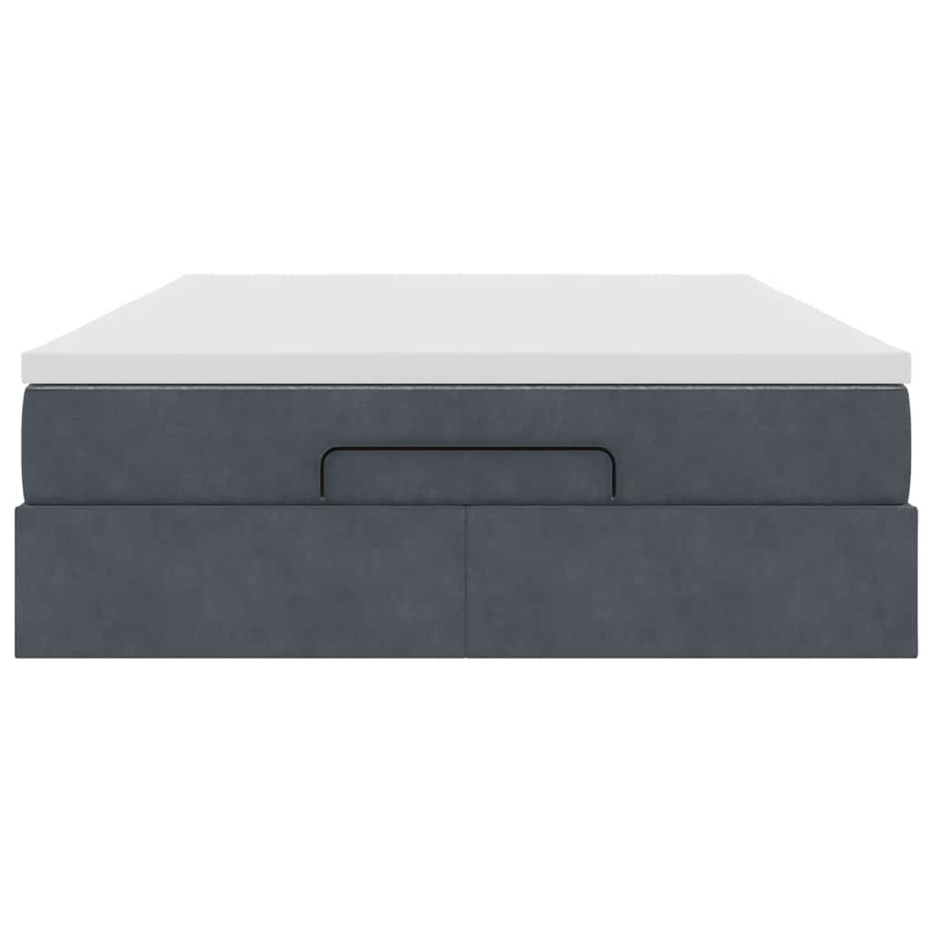 Ottoman-Bett mit Matratze Dunkelgrau 140x200 cm Samt