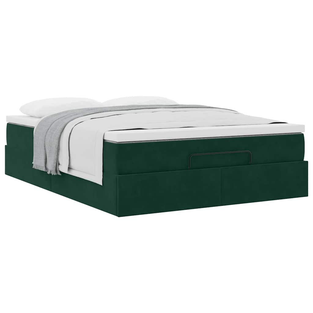 vidaXL Ottoman-Bett mit Matratze Dunkelgrün 140x200 cm Samt