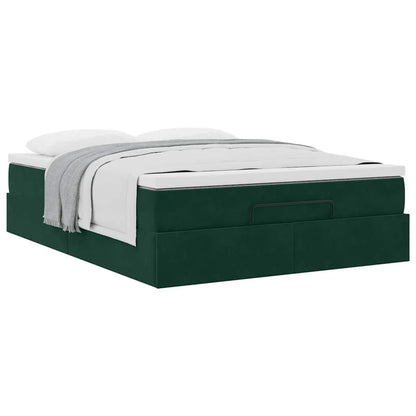 vidaXL Ottoman-Bett mit Matratze Dunkelgrün 140x200 cm Samt