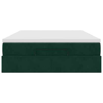 Ottoman-Bett mit Matratze Dunkelgrün 140x200 cm Samt