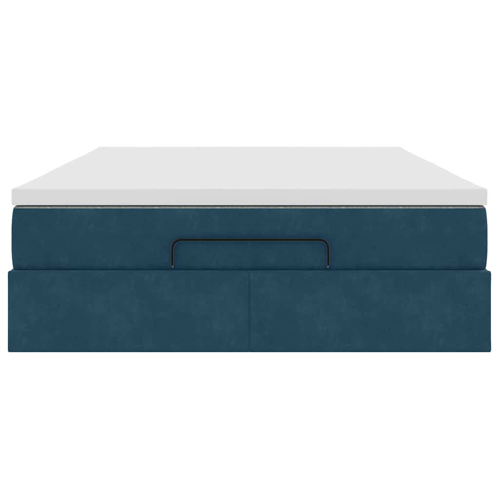 Ottoman-Bett mit Matratze Dunkelblau 140x200 cm Samt