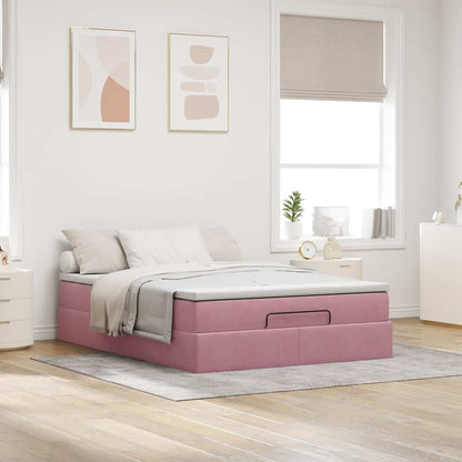 Ottoman-Bett mit Matratze Rosa 140x200 cm Samt