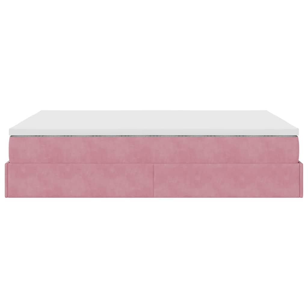 Ottoman-Bett mit Matratze Rosa 140x200 cm Samt