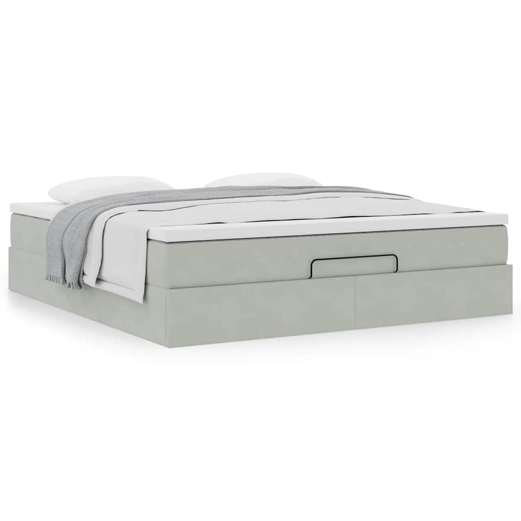 vidaXL Ottoman-Bett mit Matratze Hellgrau 160x200 cm Samt