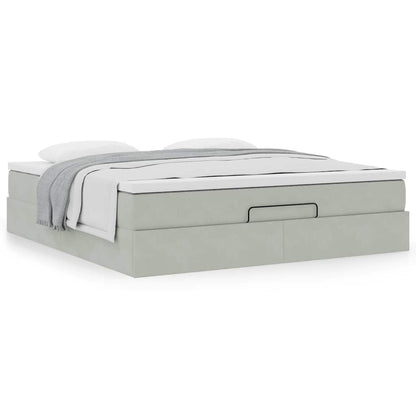 vidaXL Ottoman-Bett mit Matratze Hellgrau 160x200 cm Samt