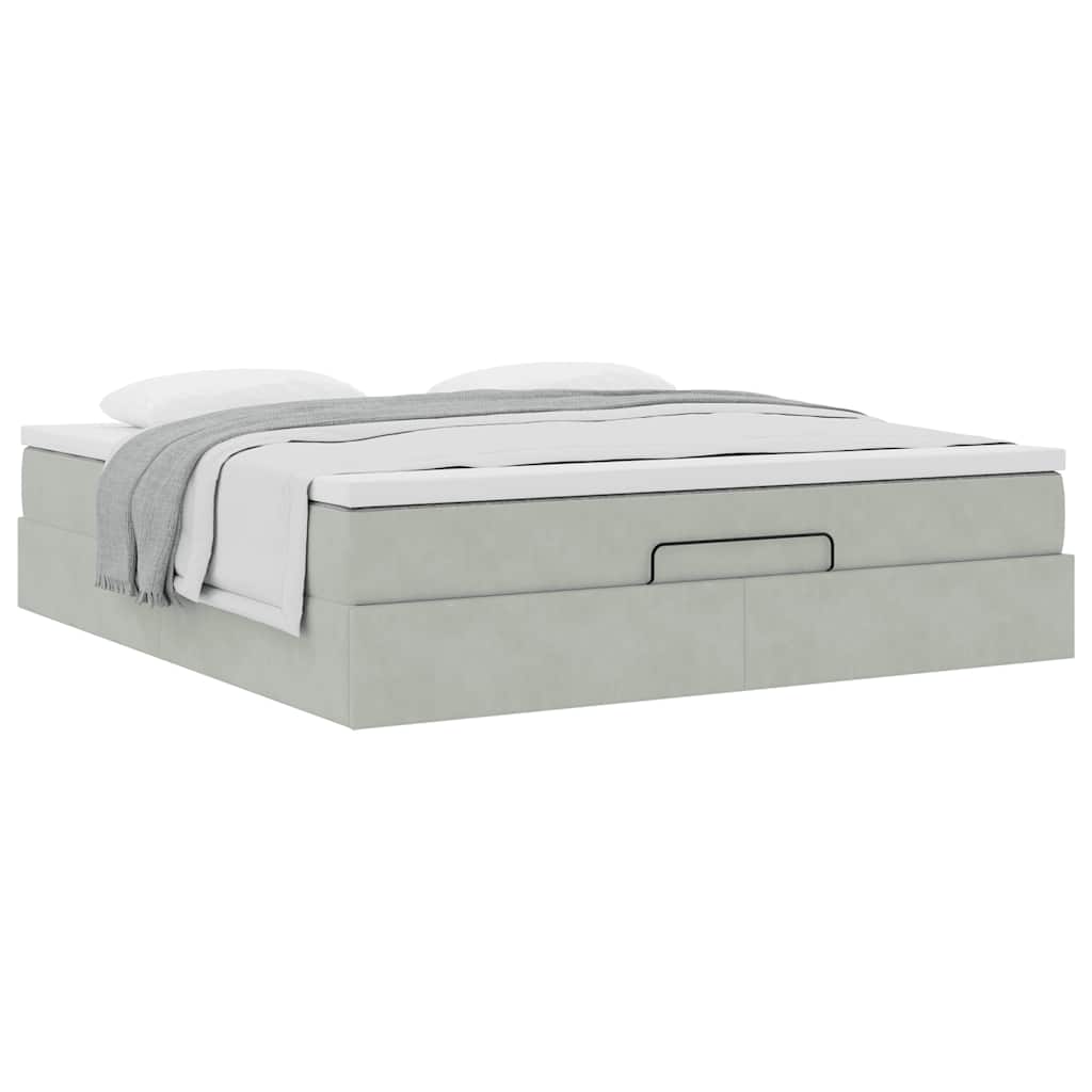 vidaXL Ottoman-Bett mit Matratze Hellgrau 160x200 cm Samt