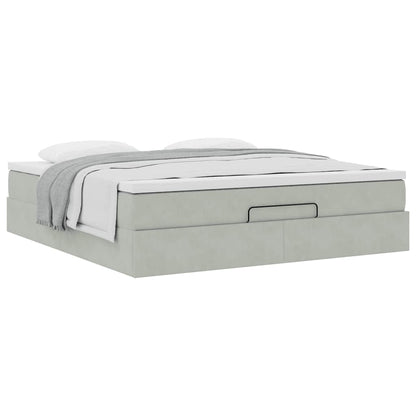 vidaXL Ottoman-Bett mit Matratze Hellgrau 160x200 cm Samt