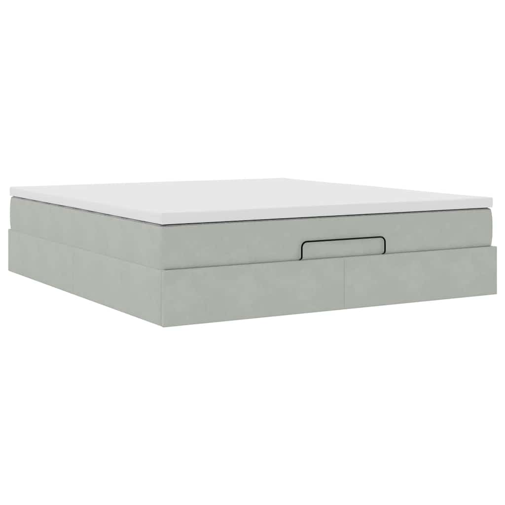 vidaXL Ottoman-Bett mit Matratze Hellgrau 160x200 cm Samt