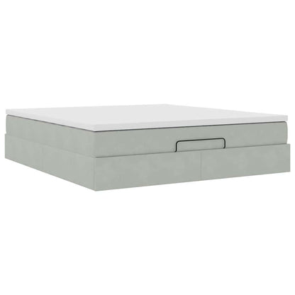 vidaXL Ottoman-Bett mit Matratze Hellgrau 160x200 cm Samt