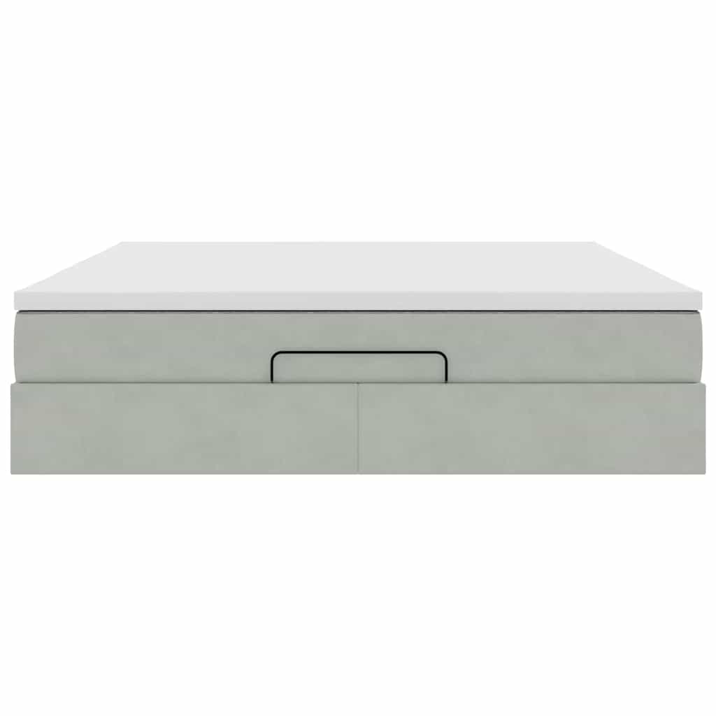 vidaXL Ottoman-Bett mit Matratze Hellgrau 160x200 cm Samt