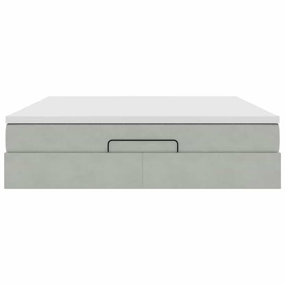 vidaXL Ottoman-Bett mit Matratze Hellgrau 160x200 cm Samt