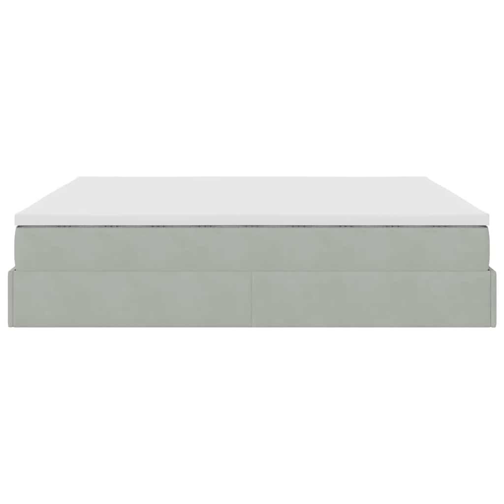vidaXL Ottoman-Bett mit Matratze Hellgrau 160x200 cm Samt