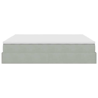 vidaXL Ottoman-Bett mit Matratze Hellgrau 160x200 cm Samt