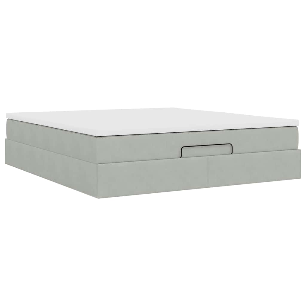 vidaXL Ottoman-Bett mit Matratze Hellgrau 160x200 cm Samt
