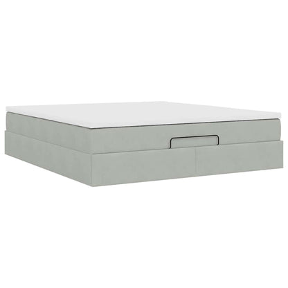 vidaXL Ottoman-Bett mit Matratze Hellgrau 160x200 cm Samt