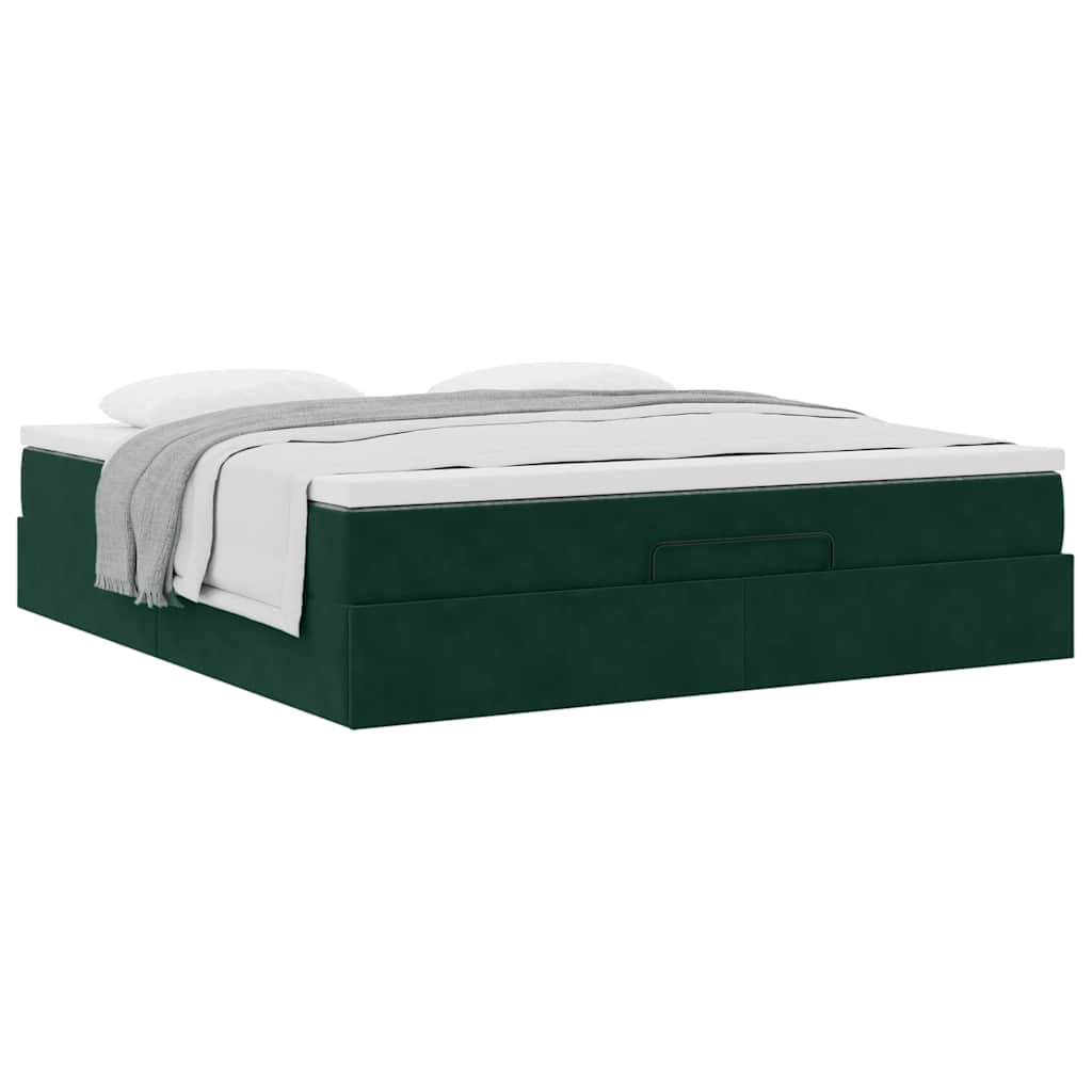 vidaXL Ottoman-Bett mit Matratze Dunkelgrün 160x200 cm Samt
