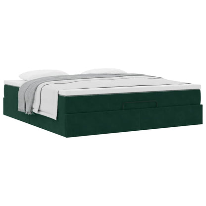 vidaXL Ottoman-Bett mit Matratze Dunkelgrün 160x200 cm Samt