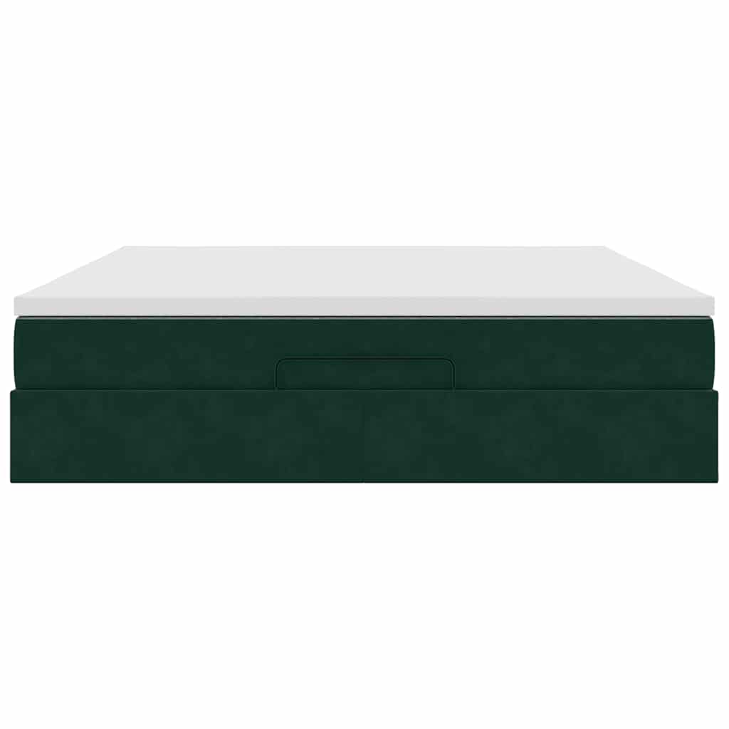 vidaXL Ottoman-Bett mit Matratze Dunkelgrün 160x200 cm Samt