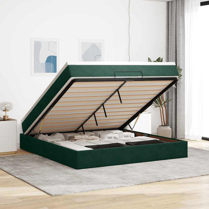 vidaXL Ottoman-Bett mit Matratze Dunkelgrün 160x200 cm Samt