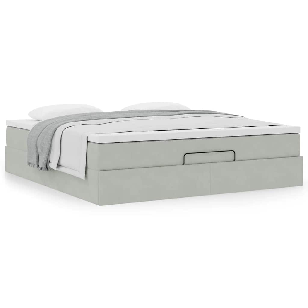 vidaXL Ottoman-Bett mit Matratze Hellgrau 180x200 cm Samt