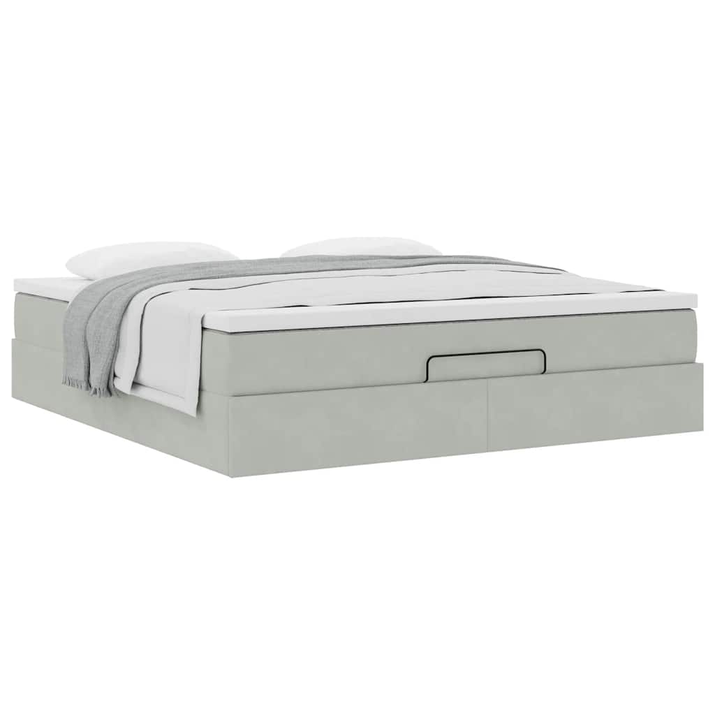 vidaXL Ottoman-Bett mit Matratze Hellgrau 180x200 cm Samt