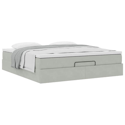 vidaXL Ottoman-Bett mit Matratze Hellgrau 180x200 cm Samt