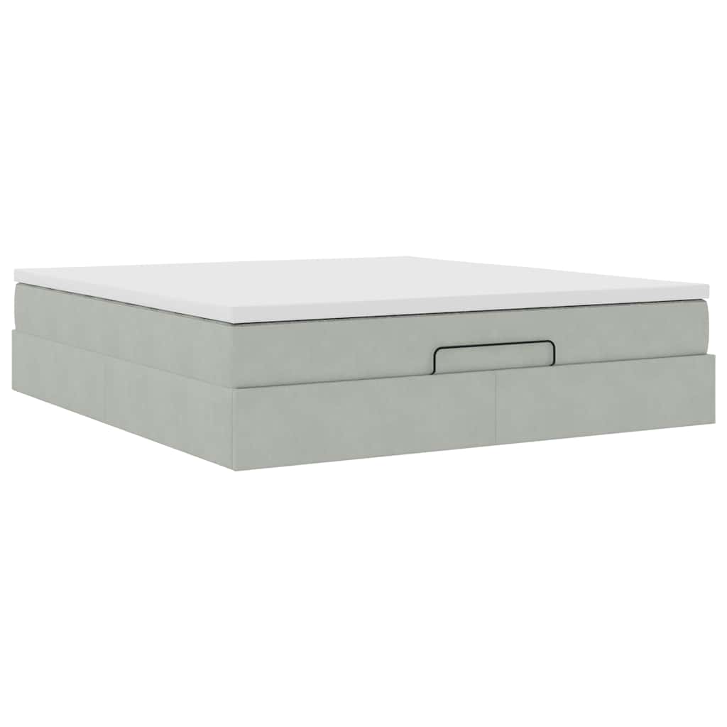 vidaXL Ottoman-Bett mit Matratze Hellgrau 180x200 cm Samt