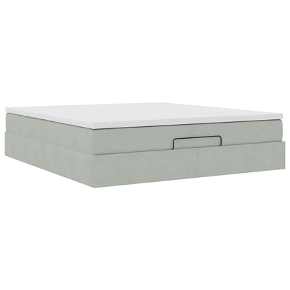 vidaXL Ottoman-Bett mit Matratze Hellgrau 180x200 cm Samt