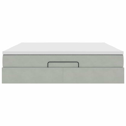 vidaXL Ottoman-Bett mit Matratze Hellgrau 180x200 cm Samt